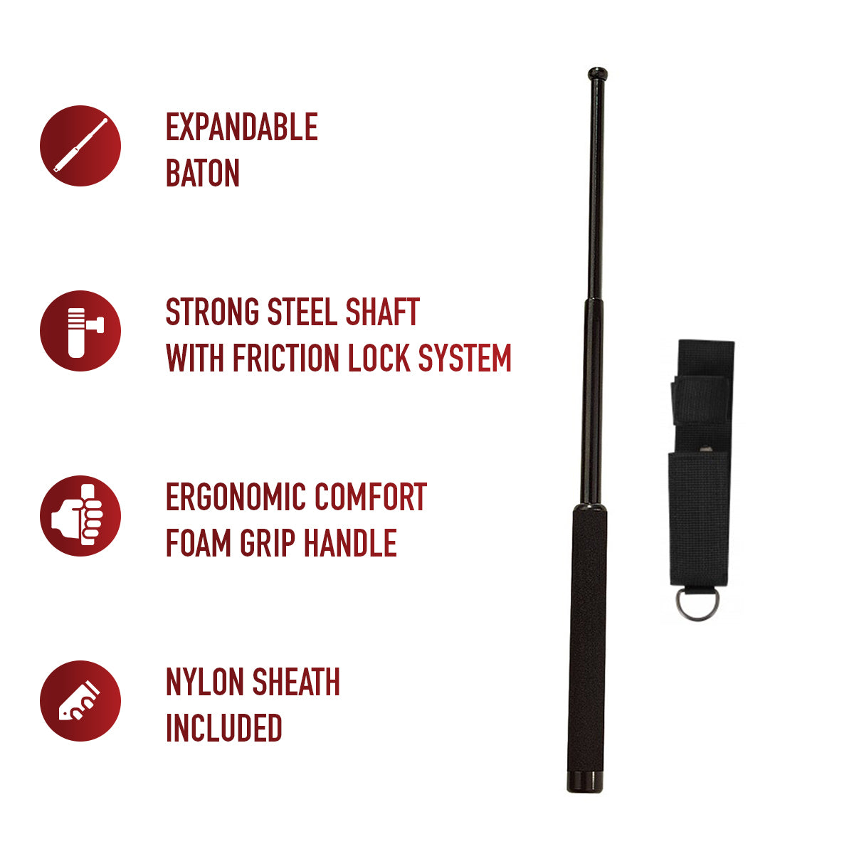 Expandable Steel Baton With Sheath