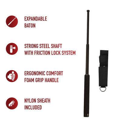 Expandable Steel Baton With Sheath