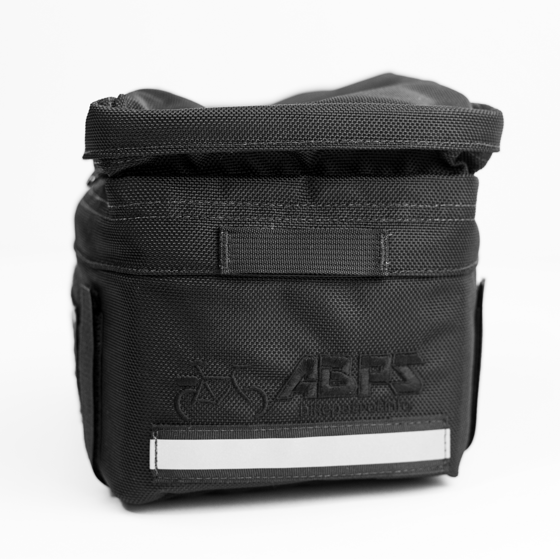 Front view of the Rear Trunk Bag with the ABPS logo and a reflective strip.