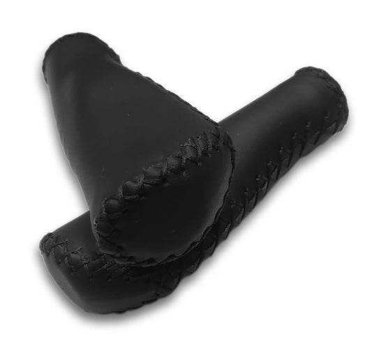 Leather Bike Handlebar Grips - Black